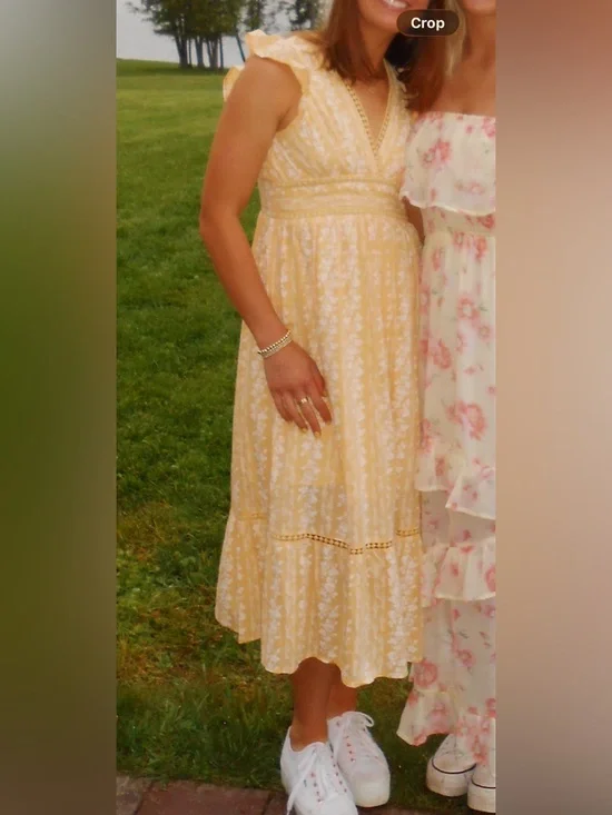 In Bloom Yellow Floral V-Neck Maxi with Flutter Sleeves - Picture 6 of 6